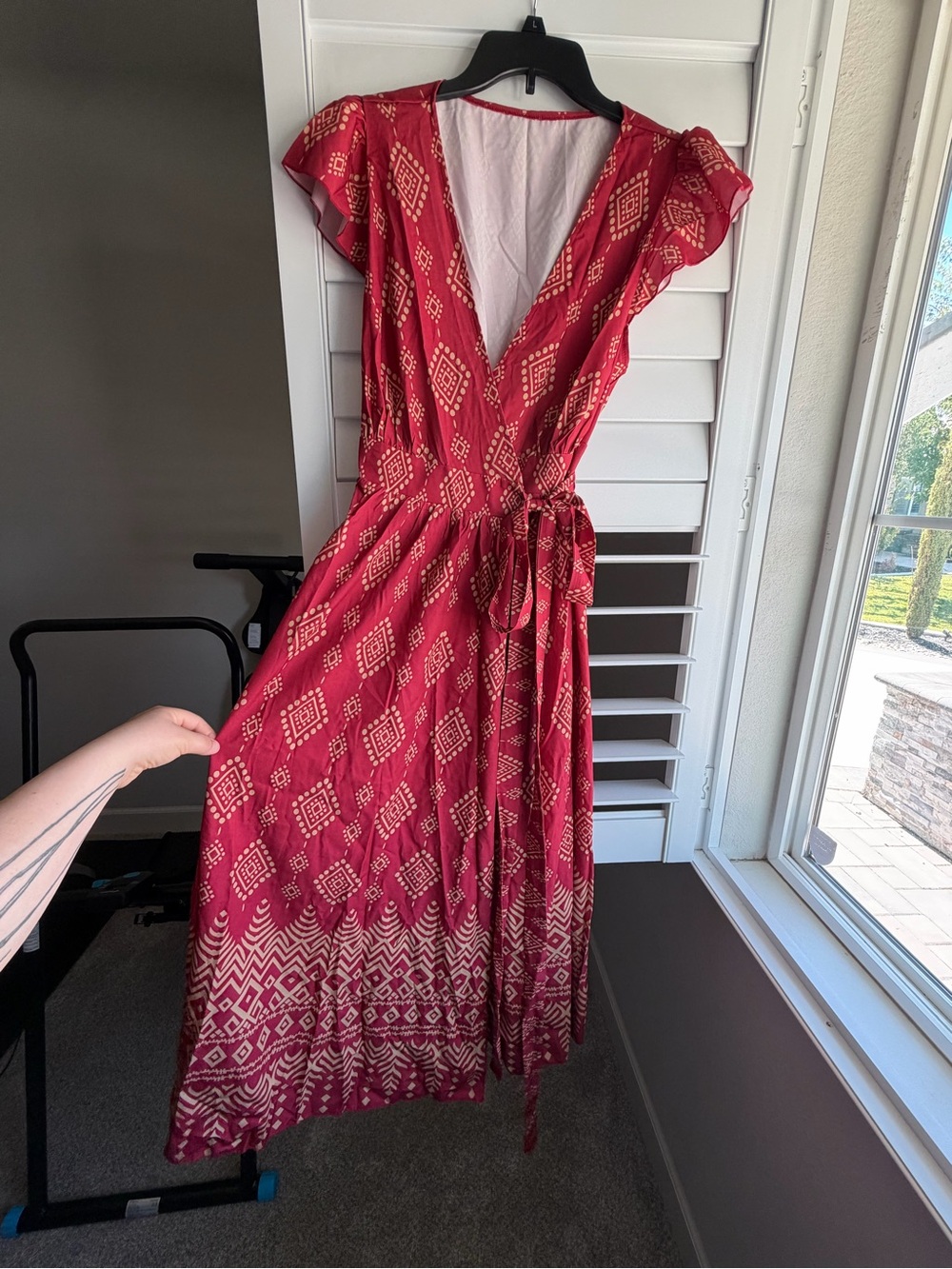 SHEIN Red Printed Wrap Maxi Dress
